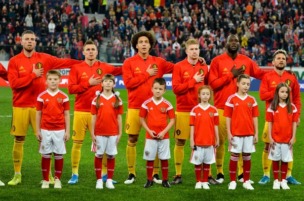 Saint Petersburg Russia November 2019 Belgium National Team Anthem Uefa — Stock Photo, Image