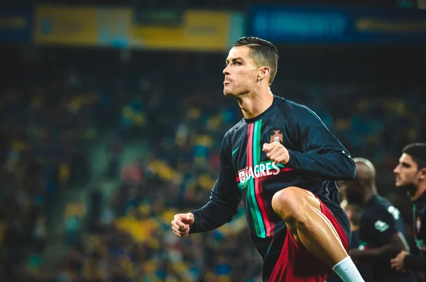 Kyjev Ukrajina Října 2019 Cristiano Ronaldo Trénink Během Kvalifikačního Utkání — Stock fotografie