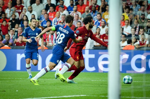 Isztambul Törökország 2019 Augusztus Cesar Azpilicueta Mohamed Salah Liverpool Chelsea — Stock Fotó