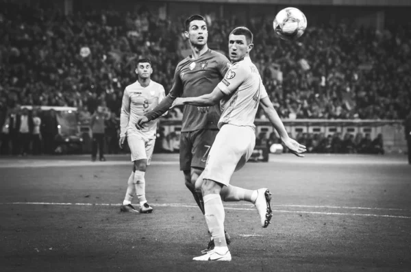 Kijev Ukrajna 2019 Október Serhii Kryvtsov Cristiano Ronaldo Uefa Euro — Stock Fotó