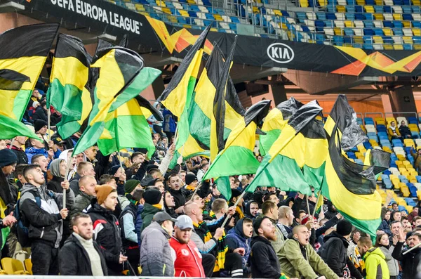 Lviv Ukraine November 2019 Ultras Fans Ukrainian Team Uefa Europa — Stock Photo, Image