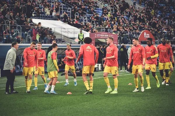 Saint Petersburg Rússia Novembro 2019 Sessão Treinamento Seleção Belga Futebol — Fotografia de Stock