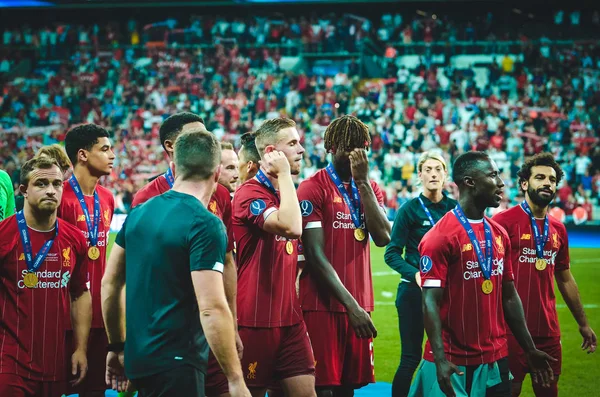 Istanbul Turkey August 2019 Liverpool Footballers Celebrate Victory Award Ceremony — Stock fotografie