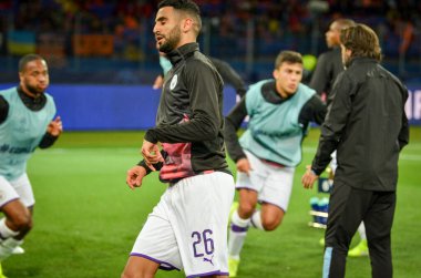 KHARKIV, UKRAINE - September 18, 2019: Riyad Mahrez player during the UEFA Champions League match between Shakhtar Donetsk vs Manchester City (England), Ukraine