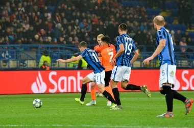 KHARKIV, UKRAINE - December 11, 2019: Remo Freuler player during the UEFA Champions League match between Shakhtar vs Atalanta Bergamasca Calcio BC (Italy), Ukraine