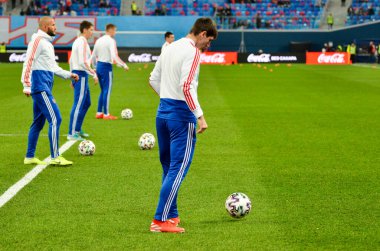 SAINT-PETERSBURG, RUSSIA - November 16, 2019: Russian national football team training  session before UEFA EURO 2020 qualifying match between national team Russia against Belgium, Russia