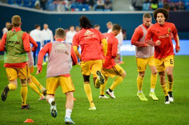 SAINT-PETERSBURG, RUSSIA - November 16, 2019: Belgium national football team training session during UEFA EURO 2020 qualifying match between Russia against Belgium, Russia