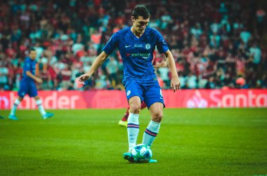Istanbul, Turkey - August 14, 2019: Andreas Christensen during the UEFA Super Cup Finals match between Liverpool and Chelsea at Vodafone Park in Vodafone Arena, Turkey