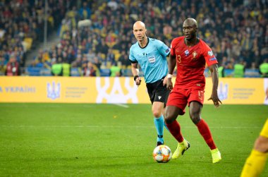 Kyiv, Ukrayna - 14 Ekim 2019: Uefa Euro 2020 ön eleme karşılaşmasında Ukrayna milli takımı Ukrayna ile Ukrayna milli takımı arasında oynanan karşılaşmada Danilo Pereira oyuncusu