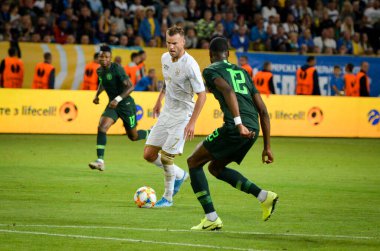 DNIPRO, UKRAINE - September 10, 2019: Andrii Yarmolenko player during the friendly match between national team Ukraine against Nigeria national team, Ukraine