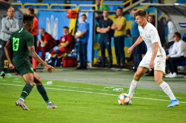 DNIPRO, UKRAINE - September 10, 2019: Samuel Chukwueze player during the friendly match between national team Ukraine against Nigeria national team, Ukraine