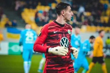Lviv, Ukrayna - 28 Kasım 2019: Uefa Avrupa Ligi (Ukrayna) - Wolfsburg (Almanya), Ukrayna