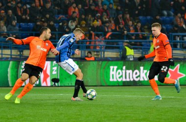 KHARKIV, UKRAINE - December 11, 2019: Timothy Castagne player during the UEFA Champions League match between Shakhtar vs Atalanta Bergamasca Calcio BC (Italy), Ukraine