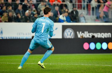 SAINT-PETERSBURG, RUSSIA - November 16, 2019: Thibaut Courtois player during UEFA EURO 2020 qualifying match between national team Russia against Belgium national team, Russia