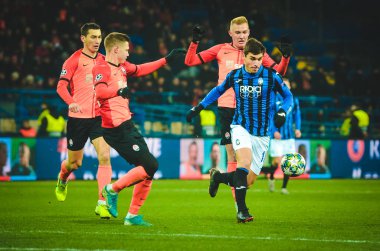 KHARKIV, UKRAINE - December 11, 2019:  Ruslan Malinovskyi player during the UEFA Champions League match between Shakhtar vs Atalanta Bergamasca Calcio BC (Italy), Ukraine