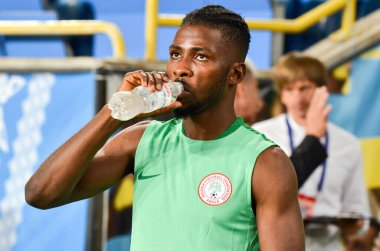 DNIPRO, UKRAINE - September 10, 2019: Nigeria Football player during the friendly match between national team Ukraine against Nigeria national team, Ukraine