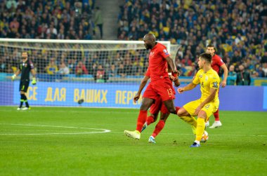 Kyiv, Ukrayna - 14 Ekim 2019: Uefa Euro 2020 ön eleme maçında Ukrayna milli takımı Ukrayna ile Ukrayna milli takımı arasında oynanan Cristiano Ronaldo