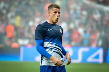 İstanbul, Türkiye - 14 Ağustos 2019: Ross Barkley Türkiye 'nin Vodafone Arena stadyumunda Liverpool ile Chelsea arasında oynanan Uefa Süper Kupası Finalleri' nde oynadı.