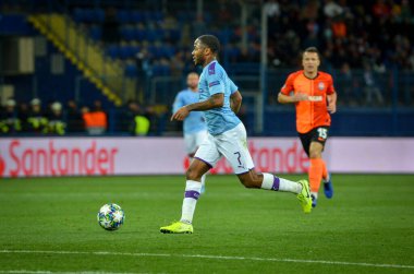 KHARKIV, UKRAINE - September 18, 2019: Raheem Sterling during the UEFA Champions League match between Shakhtar Donetsk vs Manchester City (England), Ukraine