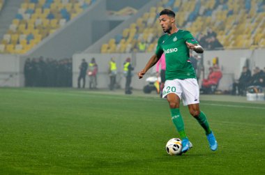 LVIV, UKRAINE - November 07, 2019: Denis Bouanga player during the UEFA Europa League match between Alexandria (Ukraine) vs AS Saint Etienne (France), Ukraine