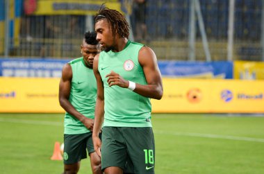 DNIPRO, UKRAINE - September 10, 2019: Alex Iwobi player during the friendly match between national team Ukraine against Nigeria national team, Ukraine