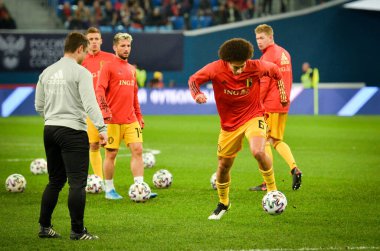 SAINT-PETERSBURG, RUSSIA - November 16, 2019: Axel Witsel Belgium national football team training session during UEFA EURO 2020 qualifying match between Russia against Belgium, Russia