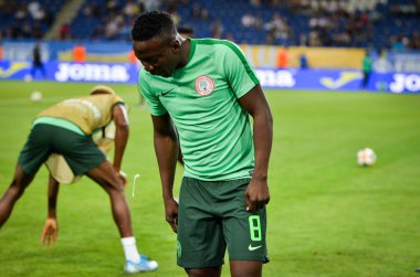 DNIPRO, UKRAINE - September 10, 2019: Oghenekaro Etebo player during the friendly match between national team Ukraine against Nigeria national team, Ukraine