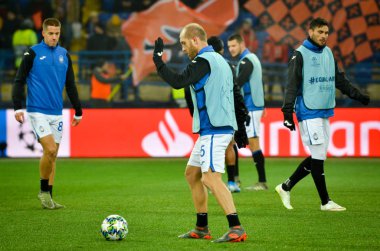 KHARKIV, UKRAINE - December 11, 2019: Andrea Masiello player during the UEFA Champions League match between Shakhtar vs Atalanta Bergamasca Calcio BC (Italy), Ukraine