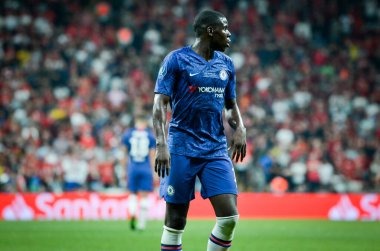 Istanbul, Turkey - August 14, 2019: Kurt Zouma player during the UEFA Super Cup Finals match between Liverpool and Chelsea at Vodafone Park in Vodafone Arena, Turkey