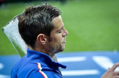 Istanbul, Turkey - August 14, 2019: Cesar Azpilicueta during the with the Europa League Cup  at Vodafone Park in Vodafone Arena, Turkey