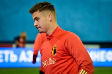 SAINT-PETERSBURG, RUSSIA - November 16, 2019: Belgium national football team training session during UEFA EURO 2020 qualifying match between Russia against Belgium, Russia