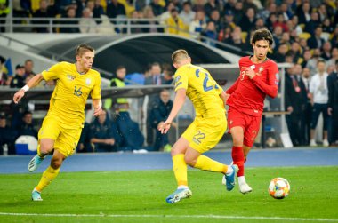 Kyiv, Ukrayna - 14 Ekim 2019: Uefa Euro 2020 ön eleme karşılaşmasında Joao Felix Portekiz milli takımı Ukrayna ile karşılaşacak
