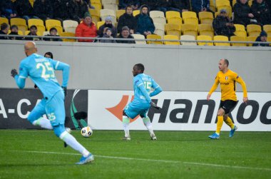 Lviv, Ukrayna - 28 Kasım 2019: Alexandria (Ukrayna) ile Wolfsburg (Almanya), Ukrayna arasındaki Uefa Avrupa Ligi karşılaşmasında John Anthony Brooks oyuncu