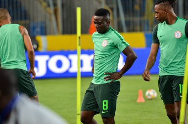 DNIPRO, UKRAINE - September 10, 2019: Nigeria national team training session during the friendly match between national team Ukraine against Nigeria national team, Ukraine