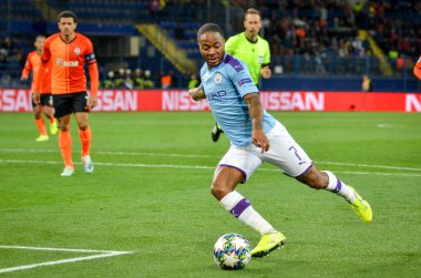 KHARKIV, UKRAINE - September 18, 2019: Raheem Sterling player during the UEFA Champions League match between Shakhtar Donetsk vs Manchester City (England), Ukraine