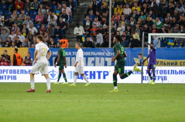 DNIPRO, UKRAINE - September 10, 2019: Football player during the friendly match between national team Ukraine against Nigeria national team, Ukraine