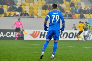 LVIV, UKRAINE - November 07, 2019: Yurii Pankiv player during the UEFA Europa League match between Alexandria (Ukraine) vs AS Saint Etienne (France), Ukraine