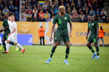 DNIPRO, UKRAINE - September 10, 2019: Victor Osimhen player during the friendly match between national team Ukraine against Nigeria national team, Ukraine