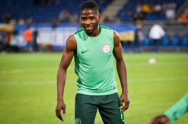 DNIPRO, UKRAINE - September 10, 2019: Football player during the friendly match between national team Ukraine against Nigeria national team, Ukraine