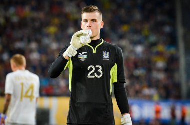 DNIPRO, UKRAINE - September 10, 2019: Andrii Lunin player during the friendly match between national team Ukraine against Nigeria national team, Ukraine