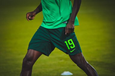 DNIPRO, UKRAINE - September 10, 2019: Paul Onuachu player during the friendly match between national team Ukraine against Nigeria national team, Ukraine