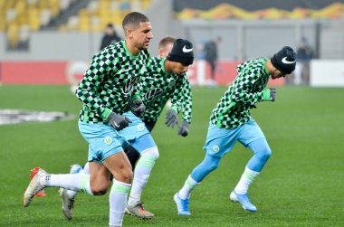 Lviv, Ukrayna - 28 Kasım 2019: Uefa Avrupa Ligi karşılaşmasında Jeffrey Bruma oyuncusunun antrenman oturumu Alexandria vs Wolfsburg (Almanya), Ukrayna