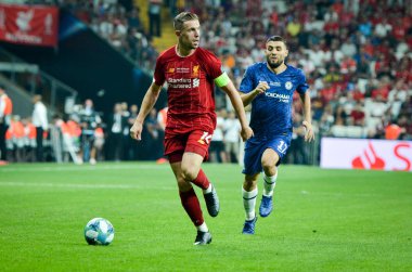 Istanbul, Turkey - August 14, 2019: Jordan Henderson during the UEFA Super Cup Finals match between Liverpool and Chelsea at Vodafone Park in Vodafone Arena, Turkey