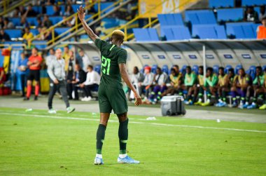 DNIPRO, UKRAINE - September 10, 2019: Victor Osimhen player during the friendly match between national team Ukraine against Nigeria national team, Ukraine