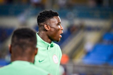 DNIPRO, UKRAINE - September 10, 2019: Paul Onuachu player during the friendly match between national team Ukraine against Nigeria national team, Ukraine