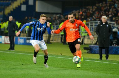 KHARKIV, UKRAINE - December 11, 2019: Timothy Castagne player during the UEFA Champions League match between Shakhtar vs Atalanta Bergamasca Calcio BC (Italy), Ukraine