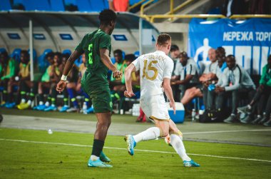 DNIPRO, UKRAINE - September 10, 2019: Ola Aina player during the friendly match between national team Ukraine against Nigeria national team, Ukraine
