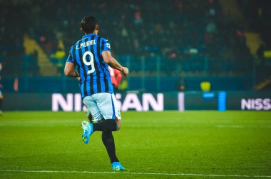 KHARKIV, UKRAINE - December 11, 2019: Luis Muriel player during the UEFA Champions League match between Shakhtar vs Atalanta Bergamasca Calcio BC (Italy), Ukraine