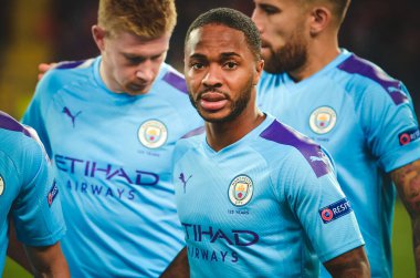 KHARKIV, UKRAINE - September 18, 2019: Raheem Sterling during the UEFA Champions League match between Shakhtar Donetsk vs Manchester City (England), Ukraine