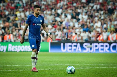 Istanbul, Turkey - August 14, 2019: Emerson player during the UEFA Super Cup Finals match between Liverpool and Chelsea at Vodafone Park in Vodafone Arena, Turkey